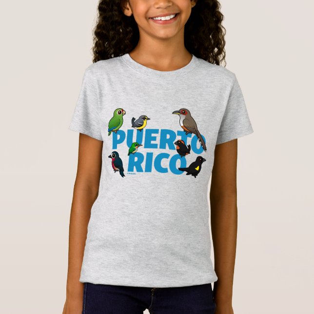 Camiseta Proeza de Porto Rico Birdorável. Aves endêmicas (Frente)