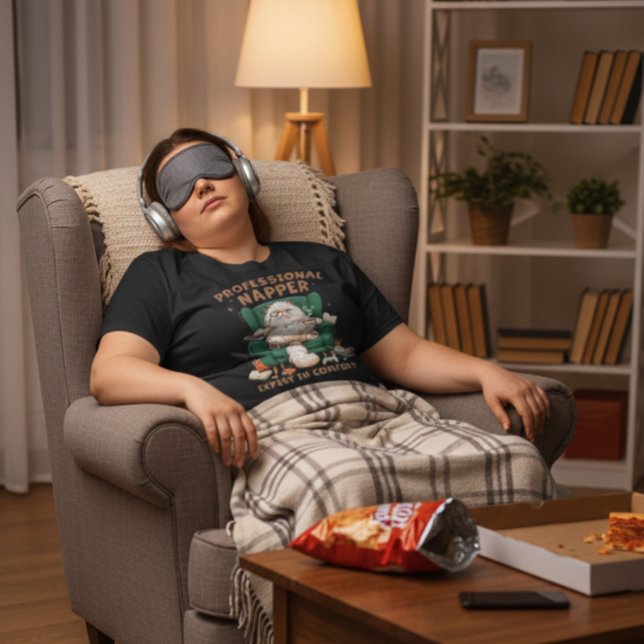 Camiseta Professional Napper Funny Cat Comfort Expert (Criador carregado)