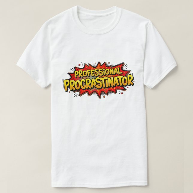 Camiseta Professional Procrastinator Retro Pop Art Comic (Frente do Design)