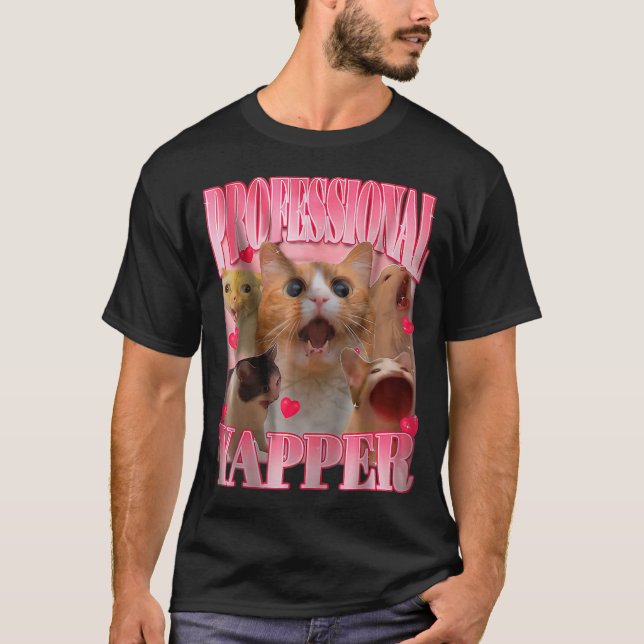 Camiseta Professional Yapper Cat Funny Oddly Specific Dank  (Frente)