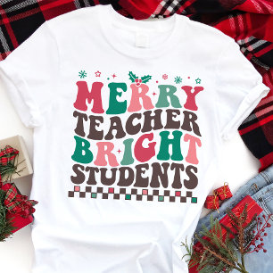 Camiseta Professor Alegre Alunos Brilhantes Natal Retrô