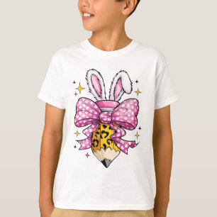 Camiseta Professor Alegre Coquete Laço Bunny Dia de Páscoa