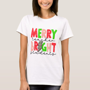 Camiseta Professor Alegre Natal Divertido Alunos Brilhantes