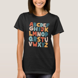 Camiseta Professor Alphabet Retro ABC Animais Jardim de Inf