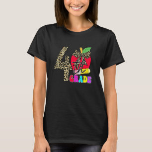 Camiseta Professor Alunos do 4º ano Fofo Leopardo Maçã Cost