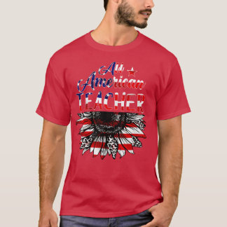 Camiseta Professor Americano Sunflower American Flag 4th O