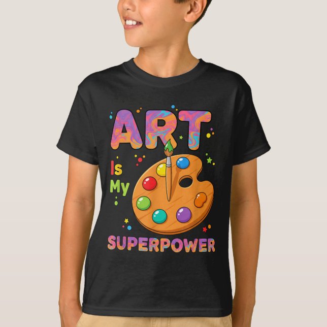 Camiseta Professor - Arte é Meu Superpoder Professor de Art (Frente)