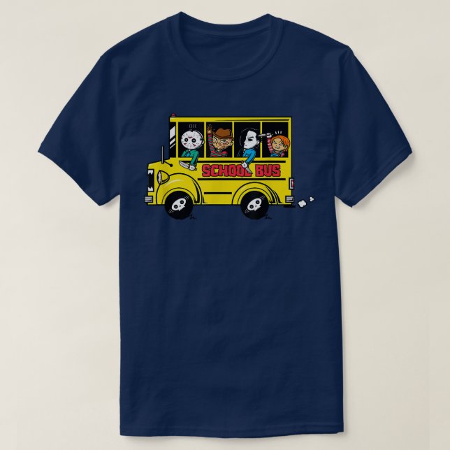 Camiseta Professor Assustador de Ônibus Escolar H (Frente do Design)