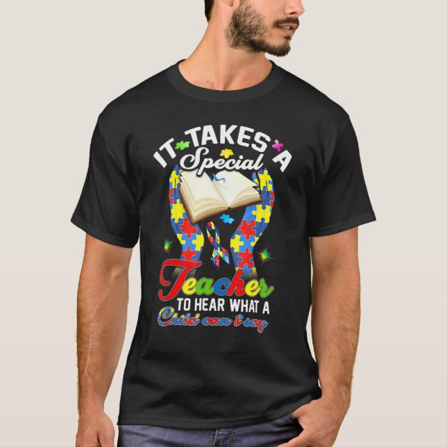 Camiseta Professor Autismo Peça do Quebra-cabeça Criança Es (Frente)