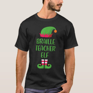 Camiseta Professor Braille Elfo Natal Família Grupo Combiná