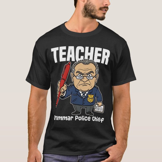 CAMISETA PROFESSOR - CHEFE DA POLÍCIA GRAMATICAL (Frente)