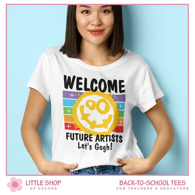 Camiseta Professor com Rosto Sorridente Bem-vindo a Artista (Criador carregado)