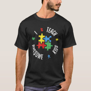 Camiseta Professor Conscientização do Autismo Ensina Crianç