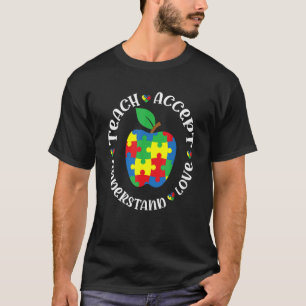 Camiseta Professor Conscientização do Autismo Ensine Acei