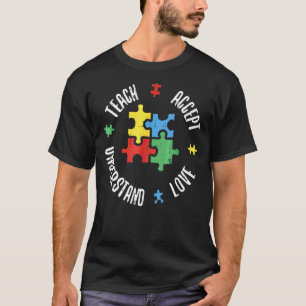 Camiseta Professor Conscientização do Autismo Ensine Aceit