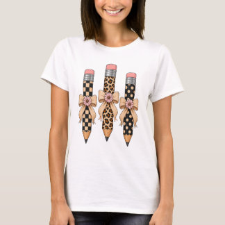 Camiseta Professor Coquete Lápis Arco Leopardo Préppy