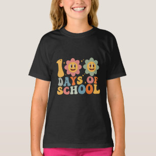 Camiseta Professor Crianças Retro Groovy 100 Dias de Escola
