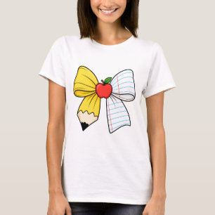 Camiseta Professor Cute Arco Lápis Papel Maçã Vida Escolar