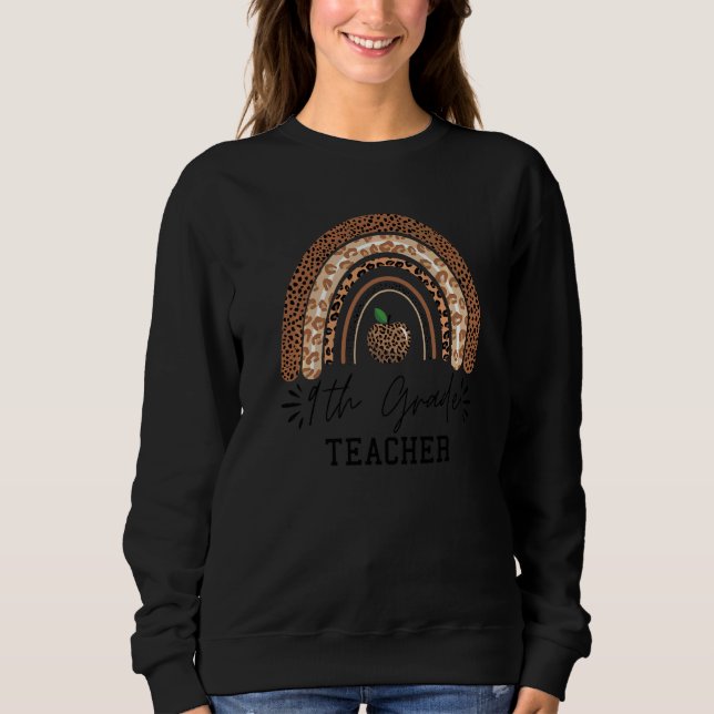 Camiseta Professor da 9ª série Leopardo Arco-íris Dia de Aç (Frente)