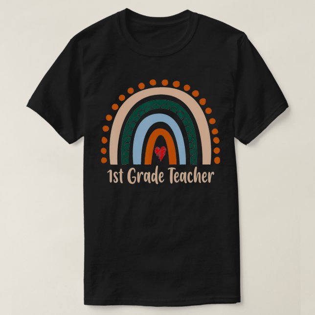 Camiseta Professor Da Classe 1rua Boho Arco-Íris De Volta À (Frente do Design)