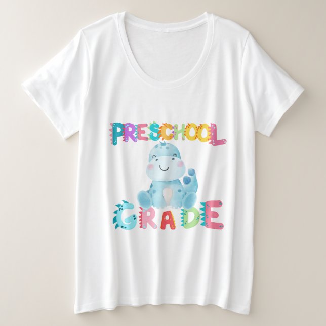 Camiseta Professor da Equipe de Pré-escola de Dinossauros (Frente do Design)