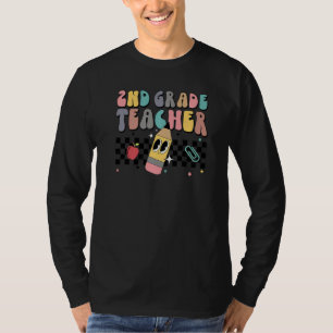 Camiseta Professor da Segunda Série Retro Groovy Feliz Prim