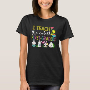 Camiseta Professor de 1º ano Coelho Ovo Dia de Páscoa Feliz