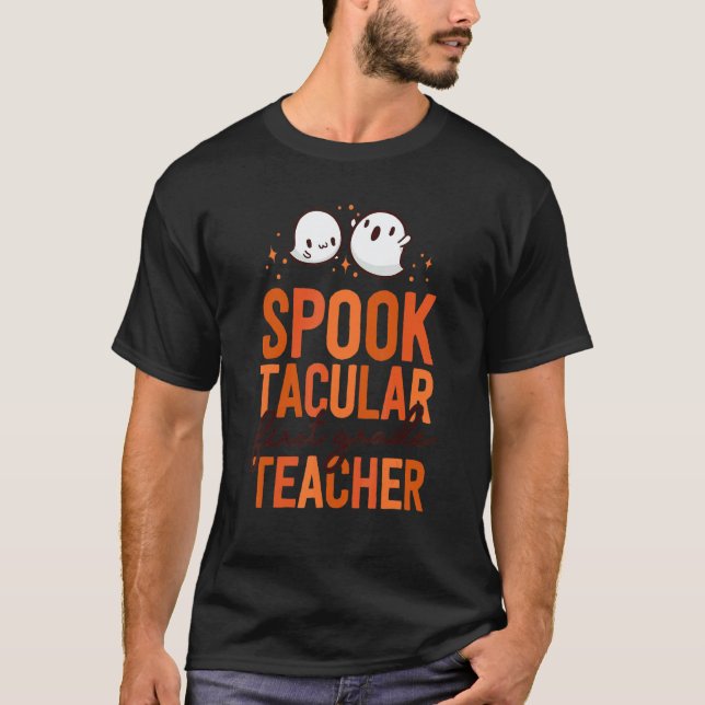 Camiseta Professor de 1º ano de Halloween Correspondência E (Frente)