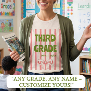 Camiseta Professor de 3ª Série Personalizado Laço Coquette