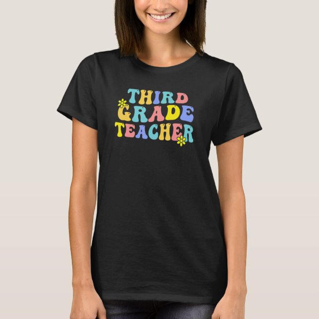 Camiseta Professor de 3º grau Groovy de 3º grau (Frente)