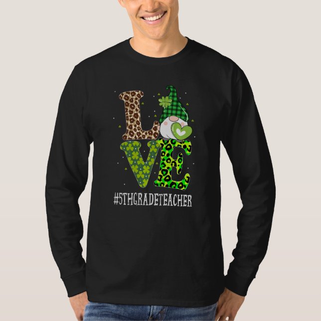 Camiseta Professor de 5 Grau Amor Dia de São Patrício Leopa (Frente)