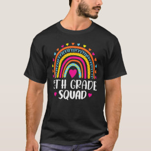 Camiseta Professor de 5 Grau Quadrado Estudante Arco-Íris 1
