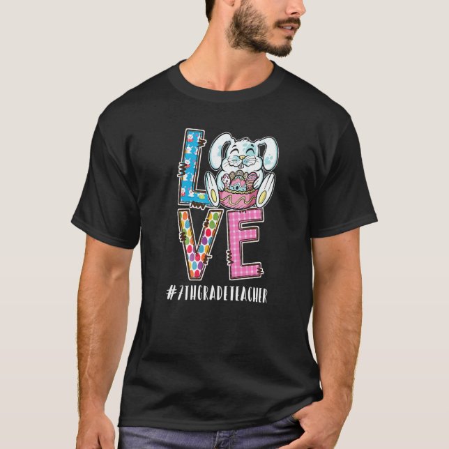 Camiseta Professor de 7 Grau Páscoa Amor #professora Engraç (Frente)