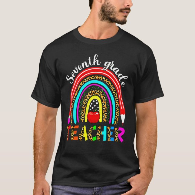 Camiseta Professor De 7 Grau Rainbow Leopardo De Volta À Es (Frente)