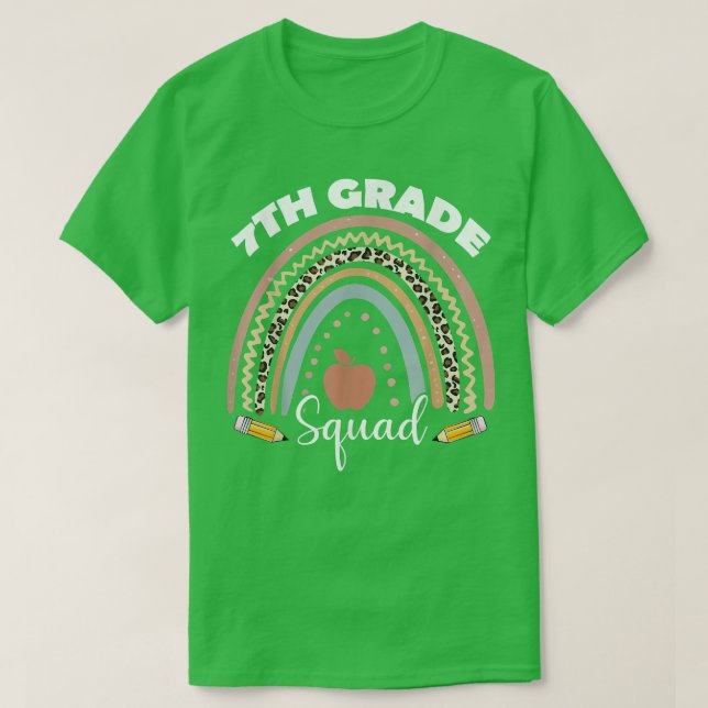 Camiseta Professor de 7 Squad Leopard Rainbow Estudante T- (Frente do Design)