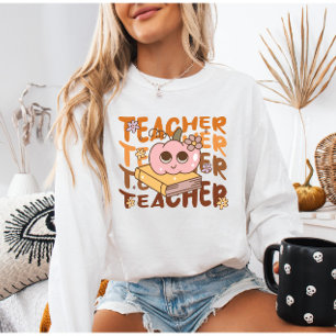 Camiseta Professor de Abóbora Cozy Retro Fall Class Outdo