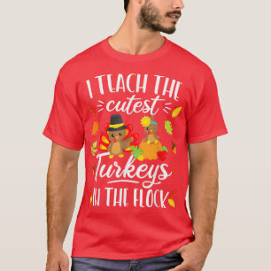 Camiseta Professor De Ação De Graças Ensino Os Perus Mais C