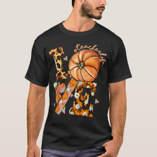 Camiseta Professor de Ação de Graças Vida Pumpkin Ama Leopa