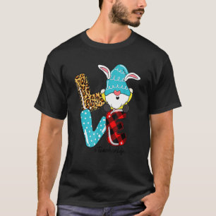 Camiseta Professor de amor Leopard Páscoa Gnomo Ovos Huntin