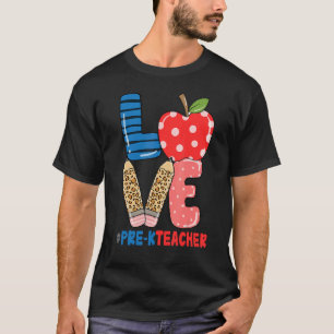 Camiseta Professor de Apple Pré K de Lápis de Amor Escolar