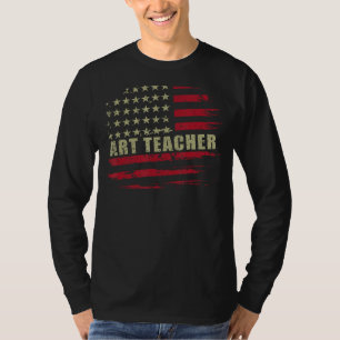 Camiseta Professor de Arte 4 de Julho Bandeira dos EUA Patr