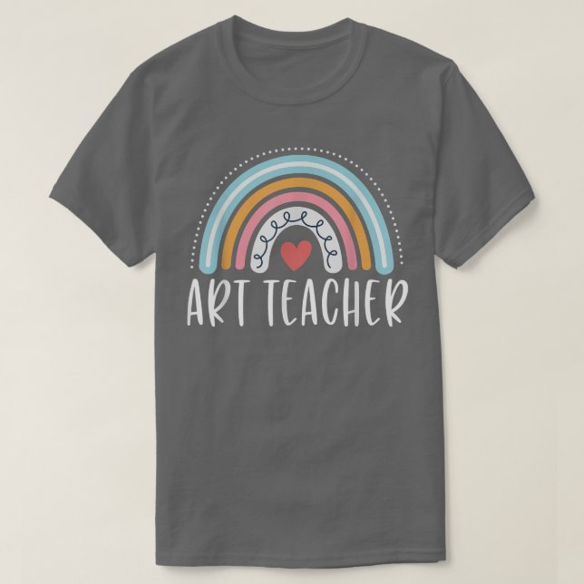 Camiseta Professor de Arte Coração Arco-Íris Cute (Frente do Design)