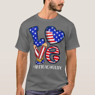 Camiseta Professor De Arte Do Amor Life American Flag 4 De