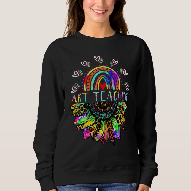 Camiseta Professor de Arte Tie Dye Girassol Arco-íris Volta (Frente)