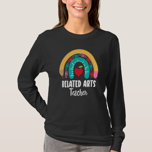Camiseta Professor De Artes Relacionadas Boho Rainbow Para  (Frente)