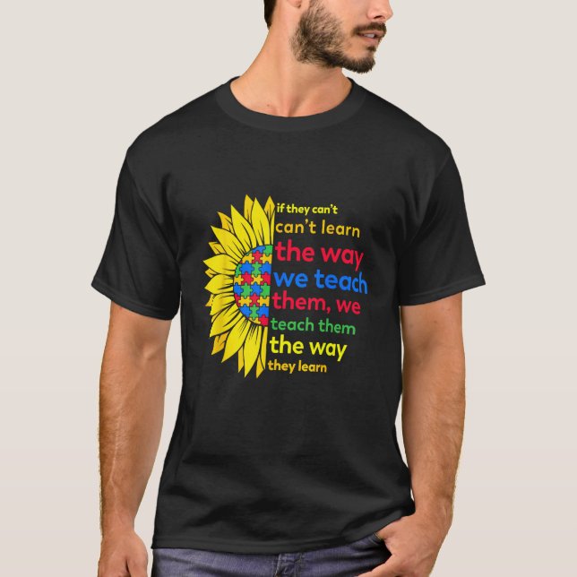 Camiseta Professor de Autismo ensina maneira de aprender gi (Frente)