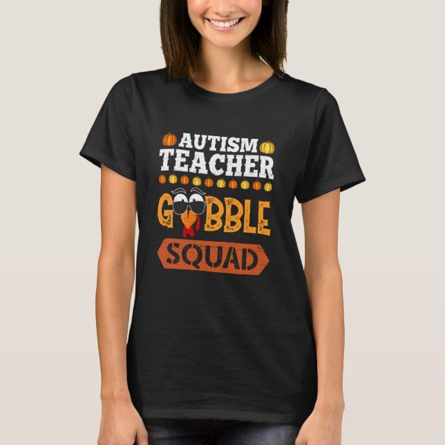 Camiseta Professor de Autismo Gobble Squad Peru Dia de Ação (Frente)