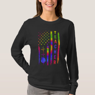 Camiseta Professor De Bandeira Americano Ensinando Cortinas