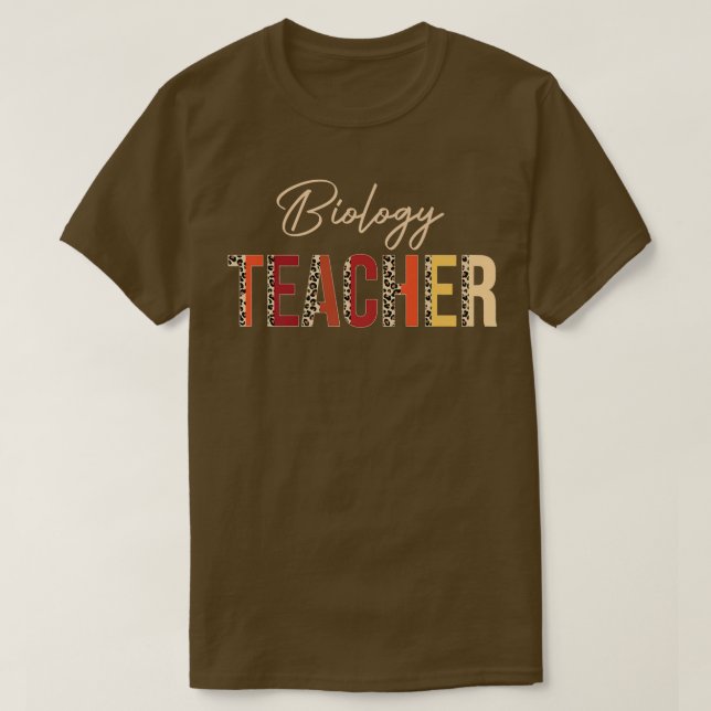 Camiseta Professor de Biologia Leopard Queda Outonos de out (Frente do Design)