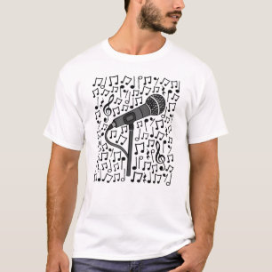Camiseta Professor de Canto Musical de Notas de Microfone S